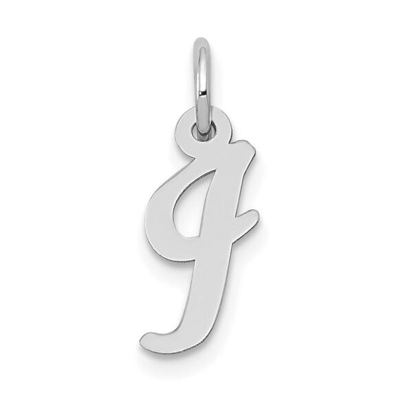 10k White Gold Small Script Initial I Charm - Picture 1 of 2